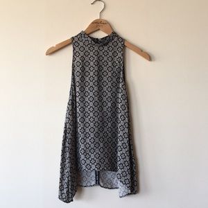 Zara Sleeveless Pattern Blouse Matte Satin XS